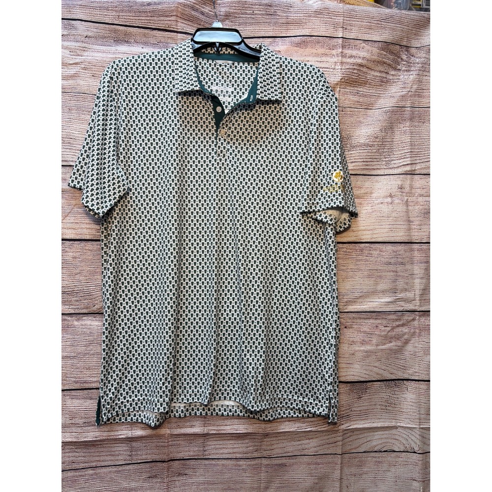 Swannies Mens XL Golf Polo Shirt Green White Beer Cup Print Coyote Springs